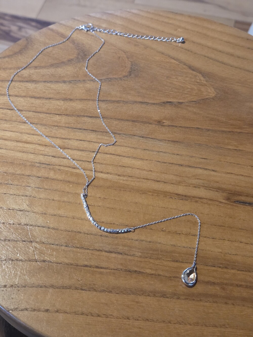 Silver Tone Dainty Lariat Necklace - Elegant Y-Drop Necklace 18" + 3" Extender